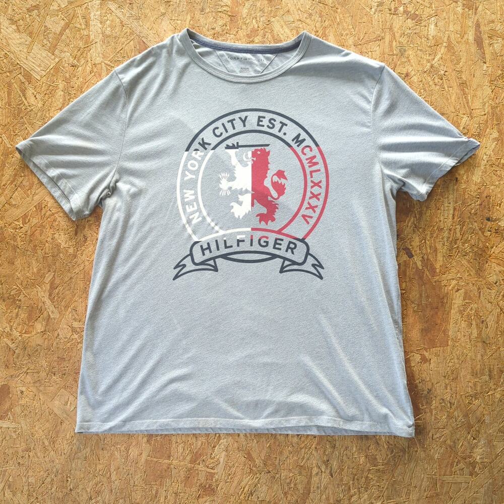 Tommy Hilfiger Graphic Logo T-Shirt Gray XL Preppy Normcore